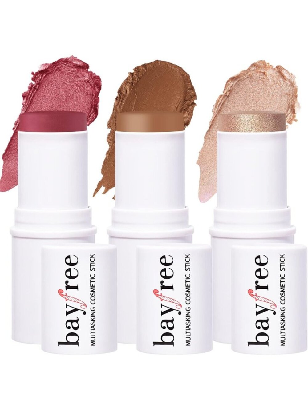 Face Makeup Sticks Trio - Blush, Highlighter & Contour for Flawless Skin